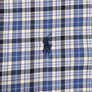 Ralph Lauren Classic Fit Plaid Long Sleeve Button Shirt Men XL Blue Prep Cotton